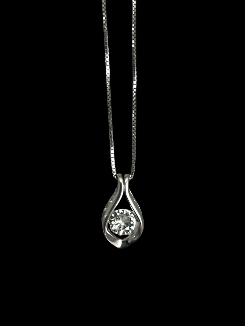 OTC Floating Diamond Simulated Solitaire Sterling Silver Pendant Necklace 18” - Picture 9 of 15